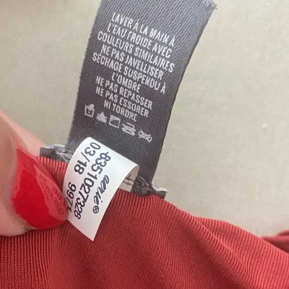 Aerie Cheeky Brick Red Ribbed One Piece Swimsuit Sexy High Cut Smocked Size XL - Picture 5 of 6